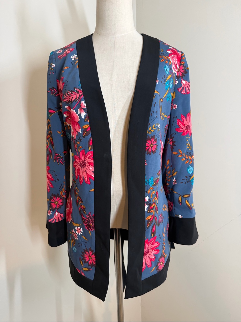 Ann Taylor Loft Wildflower Kimono-Style - SZ S- Floral Boho Open Longline Duster